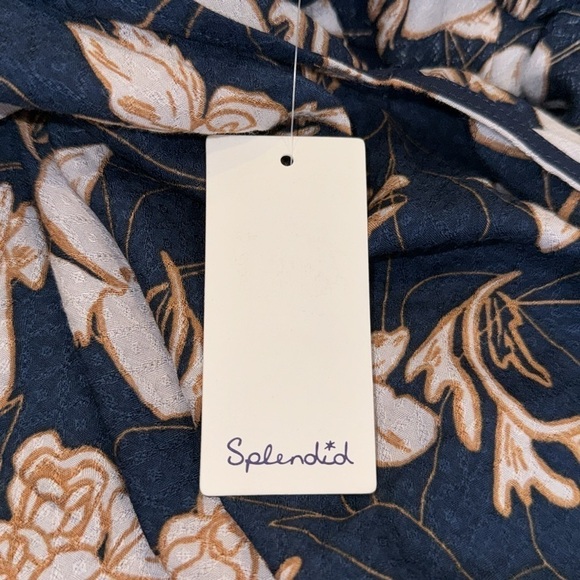 NWT Splendid Ramo Shift Dress Navy Blue Floral Flutter Sleeves Lightweight XS - Picture 12 of 15
